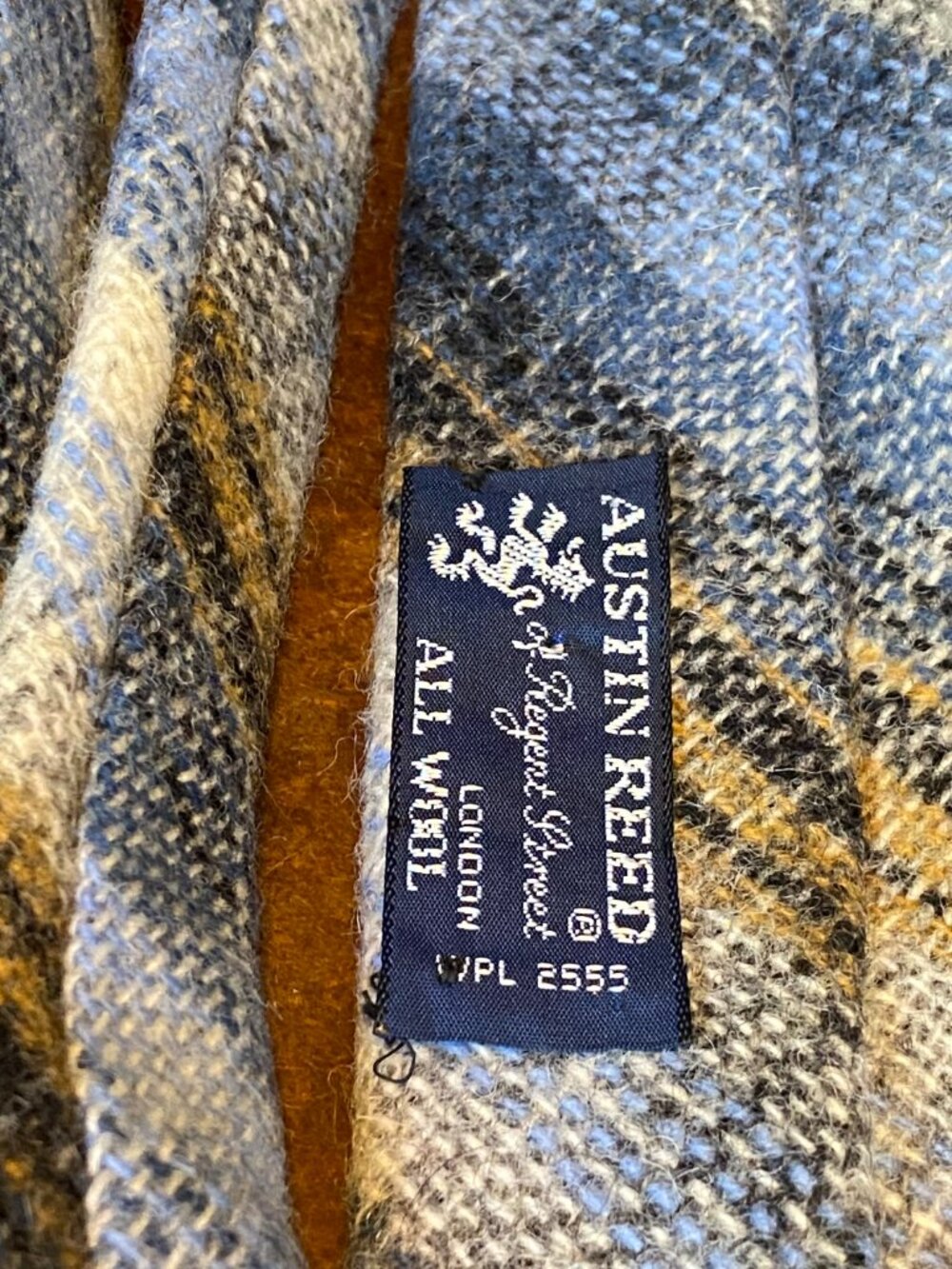 Vintage Austin Reed London Necktie 100% Wool Blue Plaid